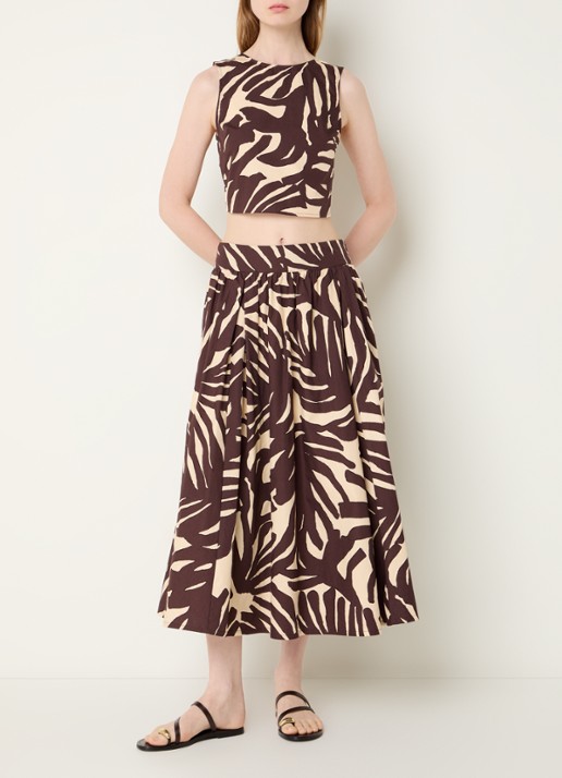 Benetton Cropped mouwloze top met print en gestrikt detail - voorkant 4 bruin