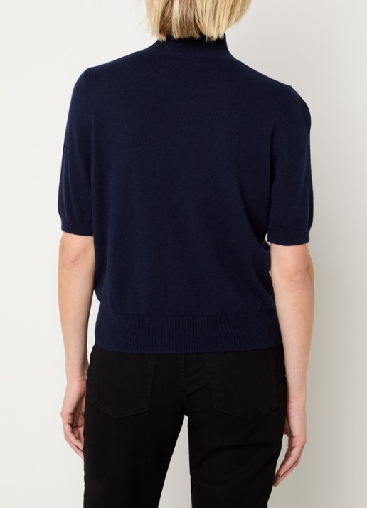 Benetton Fijngebreid T-shirt in kasjmierblend met ronde hals - achterkant 2 donkerblauw