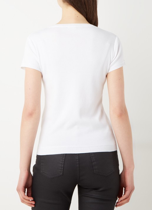 Benetton Fijngebreid T-shirt met ronde hals - achterkant 3 gebroken wit