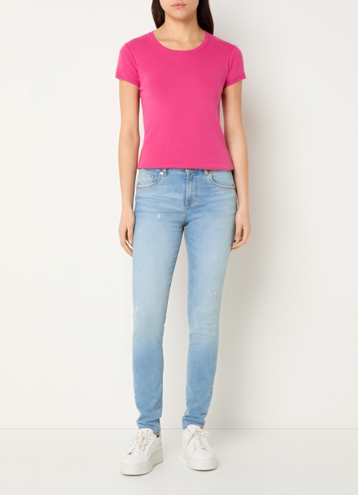 Benetton Fijngebreid T-shirt met ronde hals - voorkant 2 fuchsia