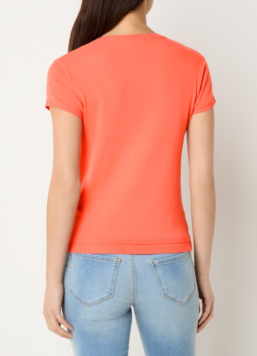 Benetton Fijngebreid T-shirt met ronde hals - achterkant 2 orange