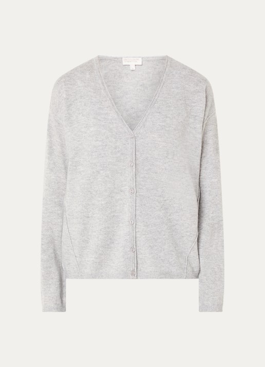 Benetton Fijngebreid vest in kasjmierblend met V-hals - voorkant 2 lichtgrijs