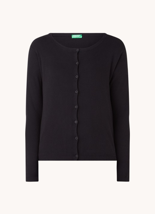 Benetton Fijngebreid vest met ronde hals - voorkant 5 zwart