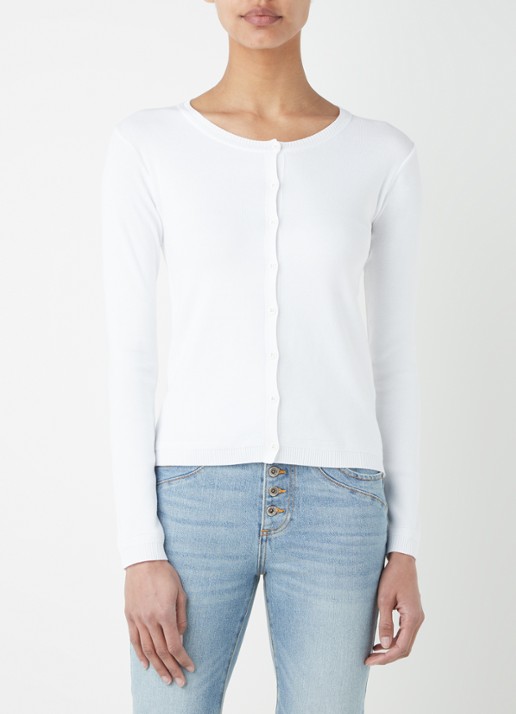Benetton Fijngebreid vest met ronde hals - detail 2 gebroken wit