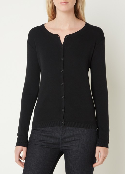 Benetton Fijngebreid vest met ronde hals - detail 4 zwart