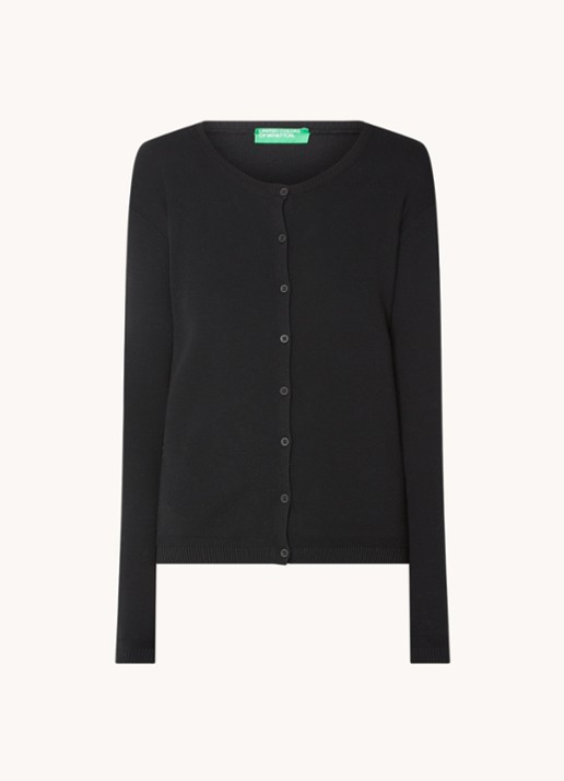 Benetton Fijngebreid vest met ronde hals - voorkant 7 zwart