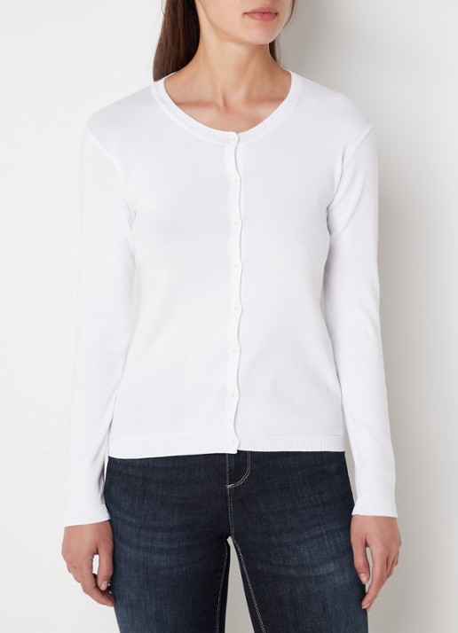 Benetton Fijngebreid vest met ronde hals - detail 3 gebroken wit