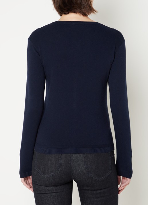 Benetton Fijngebreid vest met ronde hals - achterkant donkerblauw