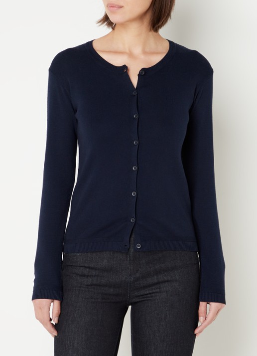Benetton Fijngebreid vest met ronde hals - detail 4 donkerblauw