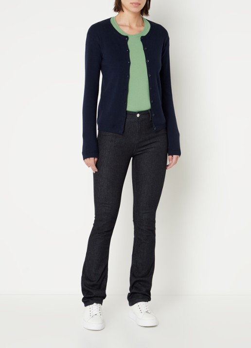 Benetton Fijngebreid vest met ronde hals - voorkant 3 donkerblauw