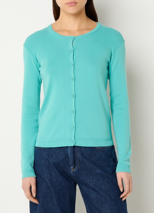 Benetton Fijngebreid vest met ronde hals - detail 2 turquoise