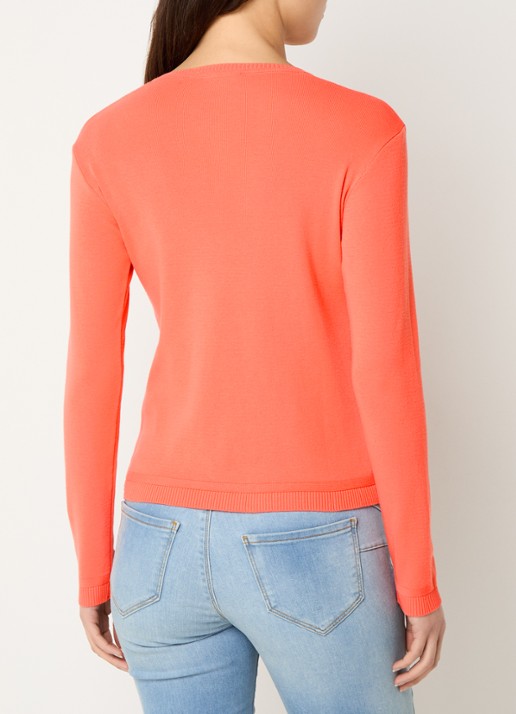 Benetton Fijngebreid vest met ronde hals - achterkant orange