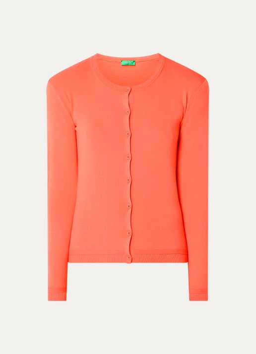 Benetton Fijngebreid vest met ronde hals - voorkant 2 orange