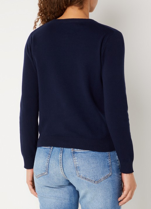 Benetton Fijngebreid vest met ronde hals - achterkant donkerblauw