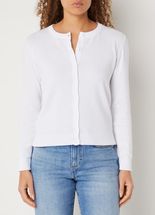 Benetton Fijngebreid vest met ronde hals - detail 4 wit