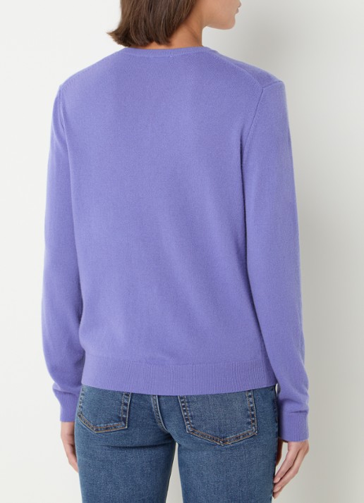 Benetton Fijngebreid vest van wol met ronde hals - achterkant 4 paars-36a / paars