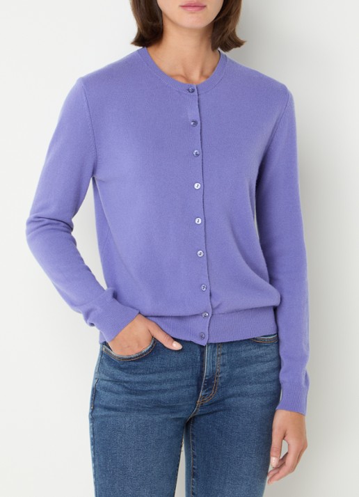 Benetton Fijngebreid vest van wol met ronde hals - detail 3 paars-36a / paars