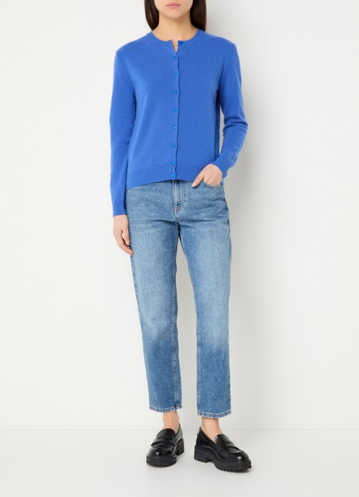 Benetton Fijngebreid vest van wol met ronde hals - voorkant 2 felblauw-14q / royalblauw