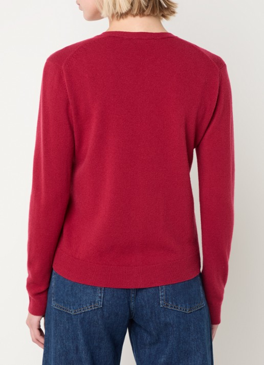 Benetton Fijngebreid vest van wol met ronde hals - achterkant rood-07p / donkerrood