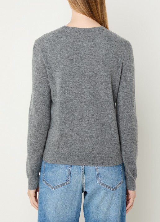 Benetton Fijngebreid vest van wol met ronde hals - achterkant middengrijs-507