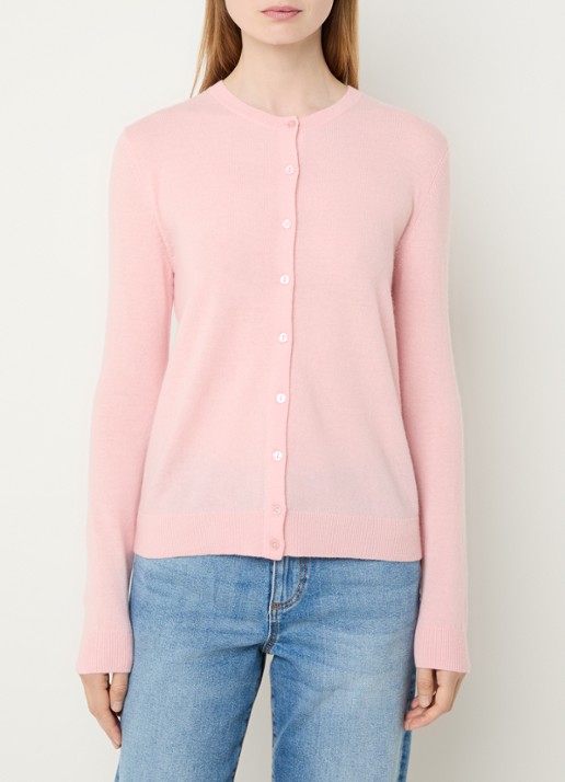 Benetton Fijngebreid vest van wol met ronde hals - detail 4 lichtroze-04u
