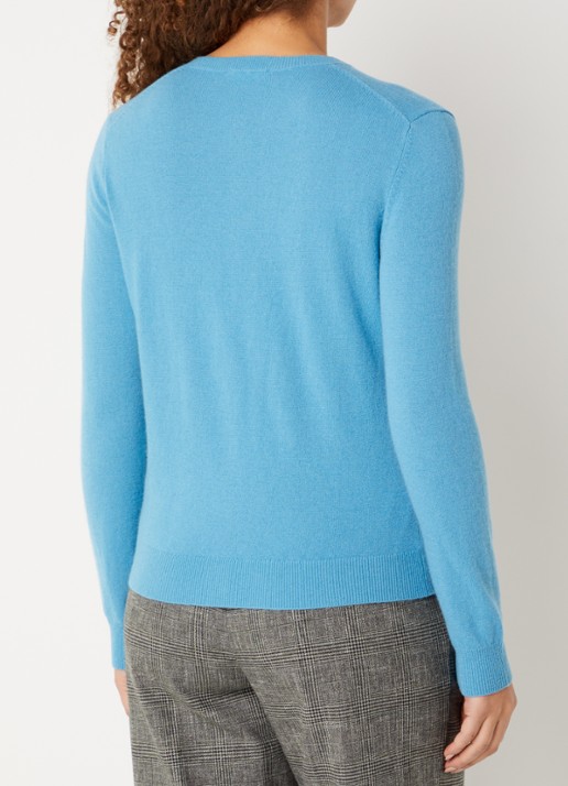 Benetton Fijngebreid vest van wol met ronde hals - achterkant zeeblauw-23j / blauw
