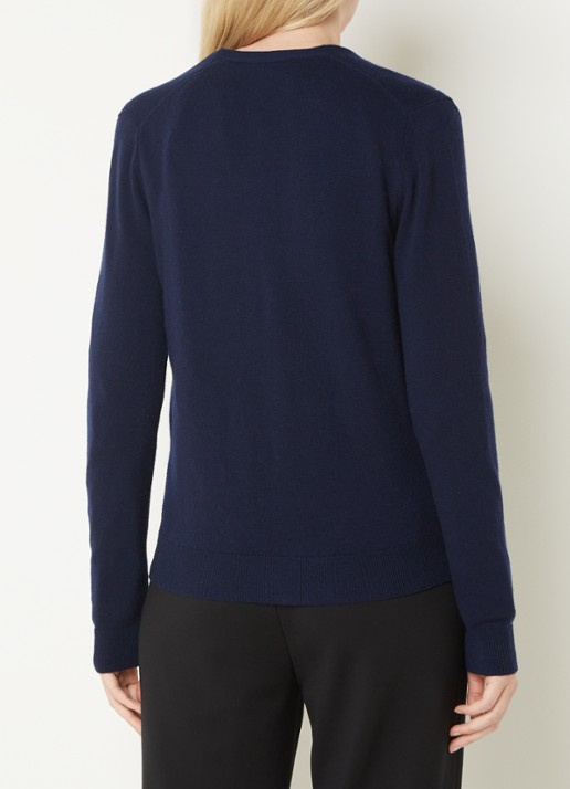 Benetton Fijngebreid vest van wol met stretch - achterkant donkerblauw