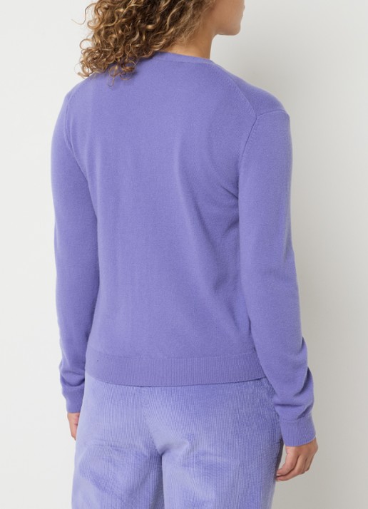 Benetton Fijngebreid vest van wol met stretch - achterkant lavendel