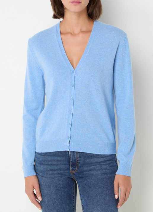 Benetton Fijngebreid vest van wol met stretch - detail 4 aquablauw