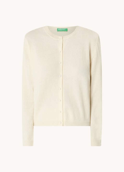 Benetton Fijngebreid vest van wol - voorkant creme