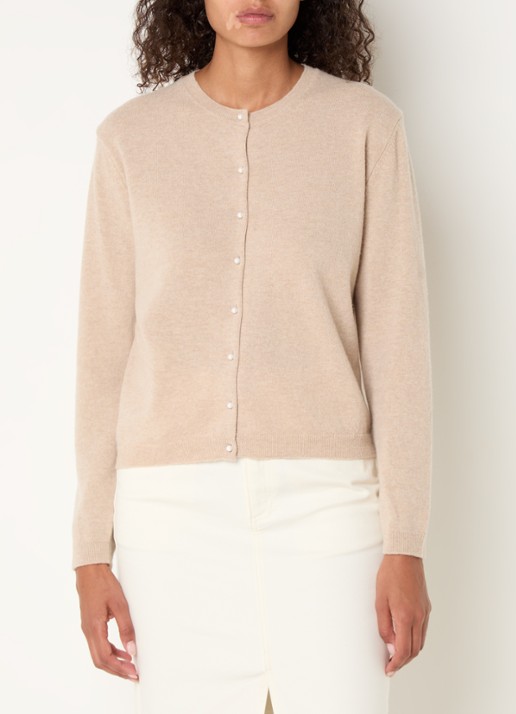 Benetton Fijngebreid vest van wol - detail zand