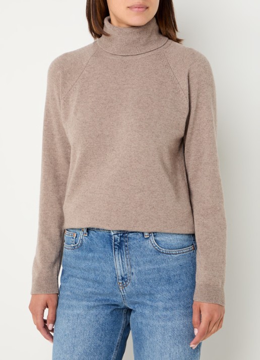 Benetton Fijngebreide coltrui in kasjmierblend - detail 2 taupe