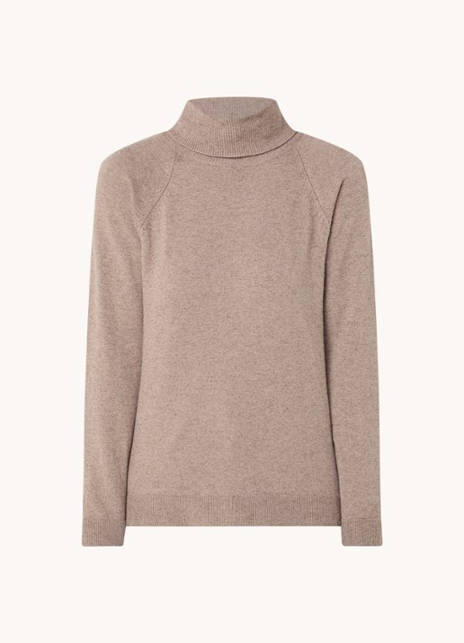 Benetton Fijngebreide coltrui in kasjmierblend - voorkant 3 taupe