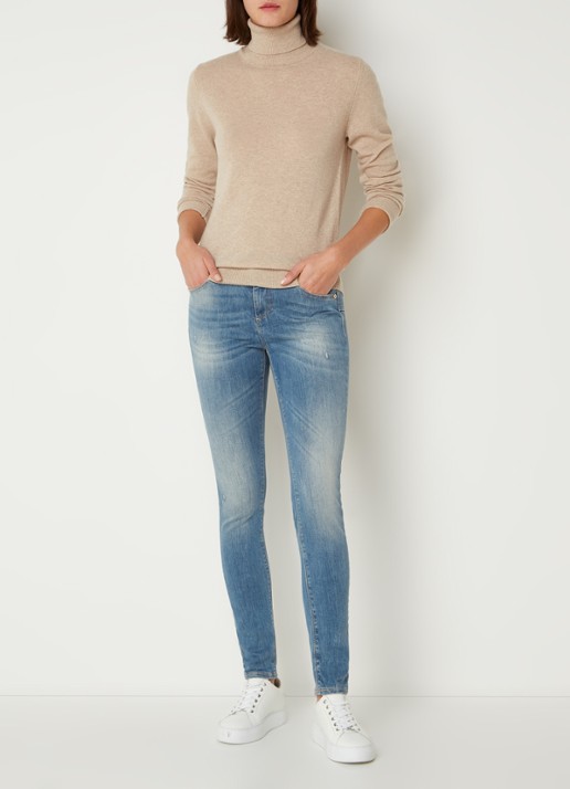 Benetton Fijngebreide coltrui van merino wol - voorkant 3 donkerbeige