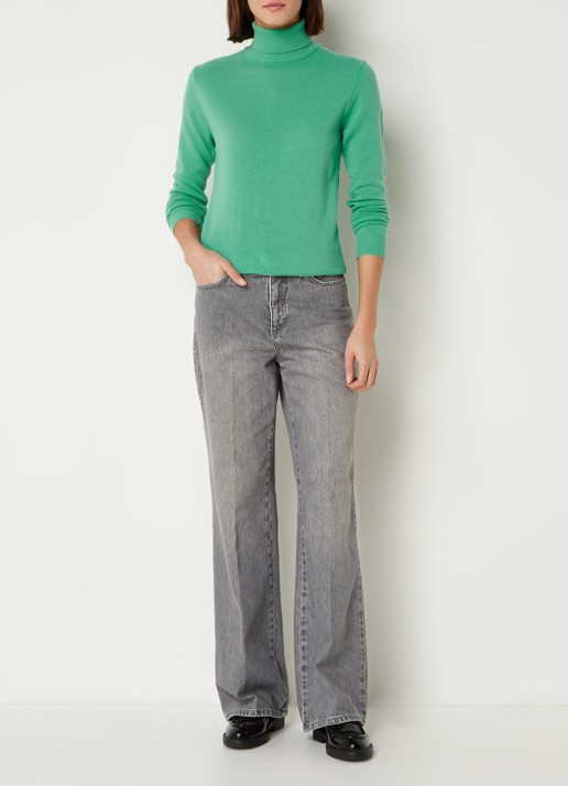 Benetton Fijngebreide coltrui van merino wol - voorkant 4 mint