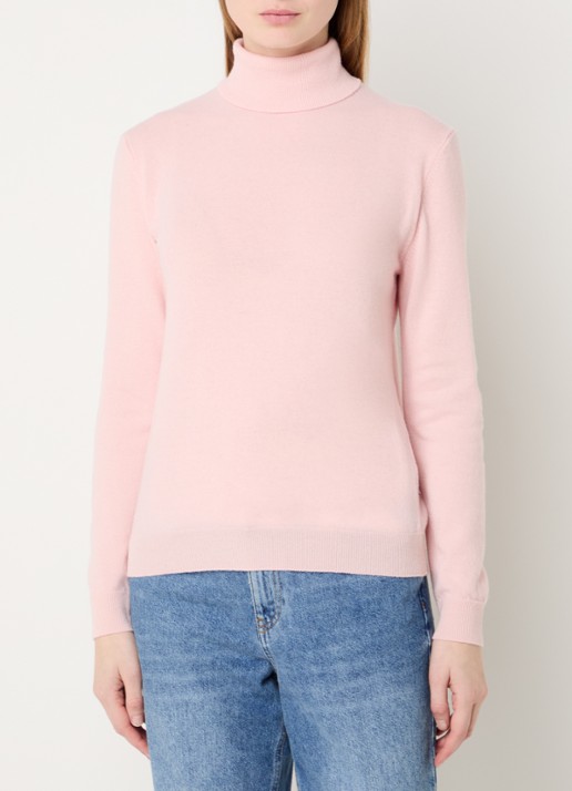 Benetton Fijngebreide coltrui van merino wol - detail 4 oudroze