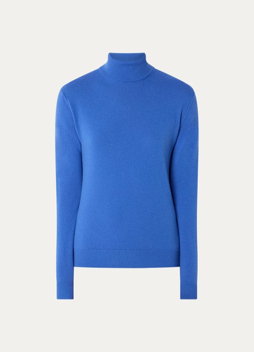 Benetton Fijngebreide coltrui van merino wol - voorkant 7 donkerblauw