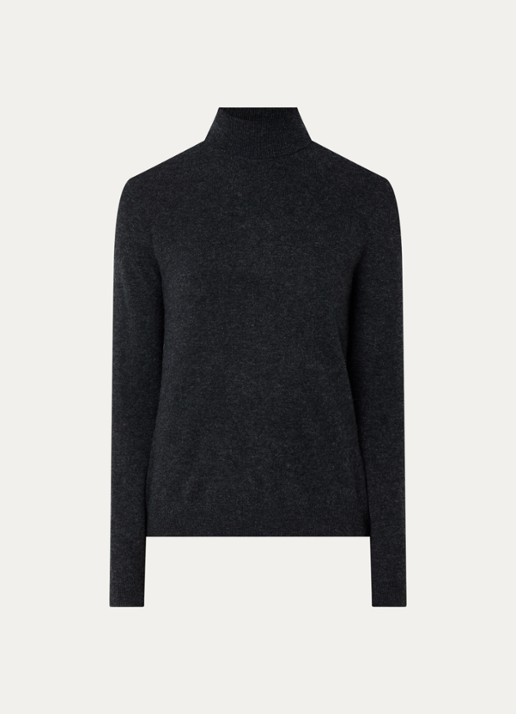 Benetton Fijngebreide coltrui van merino wol - voorkant 3 zwart