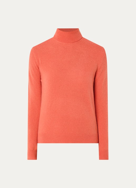 Benetton Fijngebreide coltrui van merino wol - voorkant 3 orange