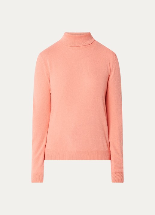 Benetton Fijngebreide coltrui van merino wol - voorkant 2 abrikoos