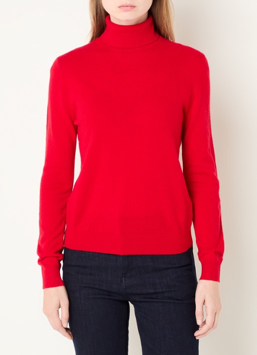 Benetton Fijngebreide coltrui van merino wol - detail 3 rood