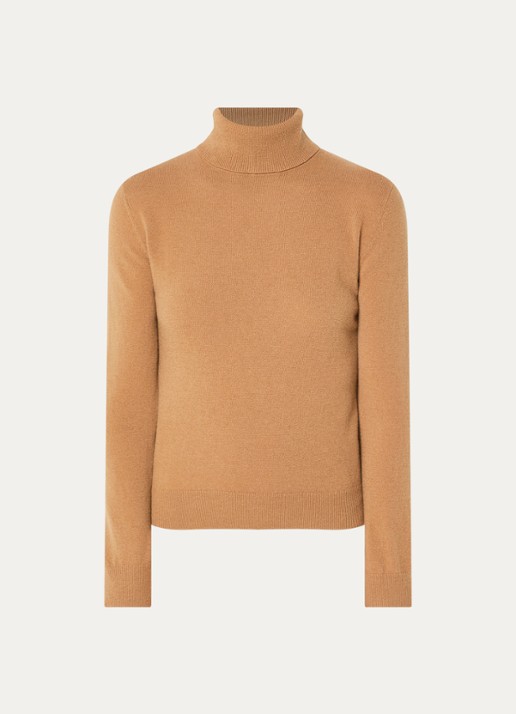 Benetton Fijngebreide coltrui van merino wol - voorkant 3 camel
