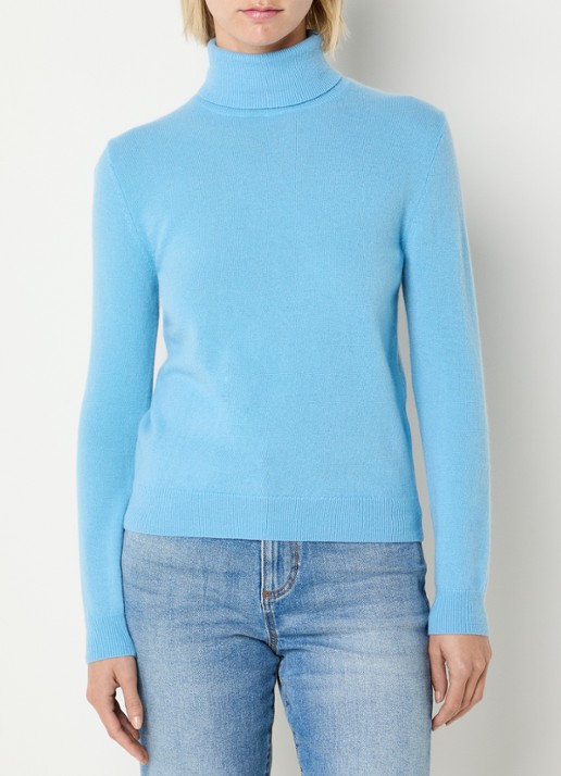 Benetton Fijngebreide coltrui van merino wol - detail 3 lichtblauw