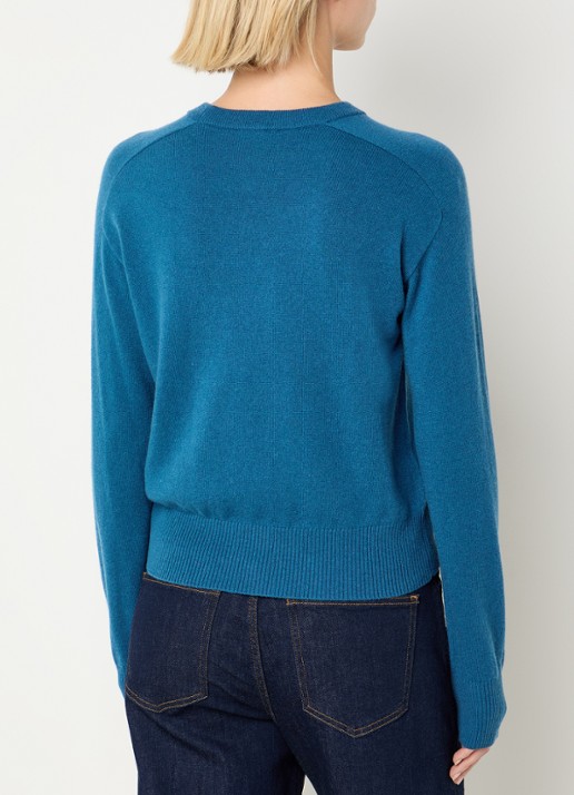 Benetton Fijngebreide pullover in kasjmierblend met ronde hals - achterkant 3 blauw