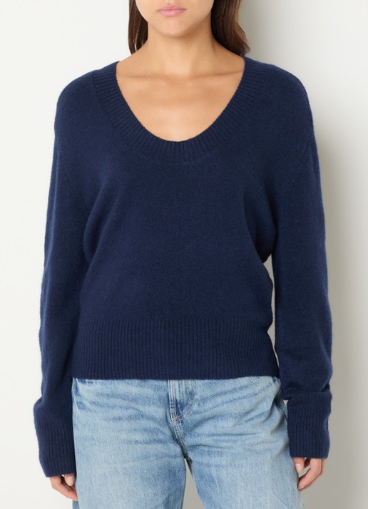 Benetton Fijngebreide pullover in wolblend met V-hals