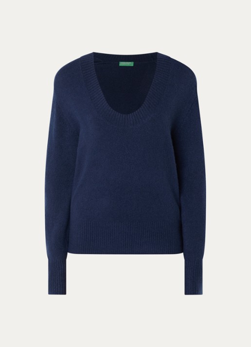 Benetton Fijngebreide pullover in wolblend met V-hals