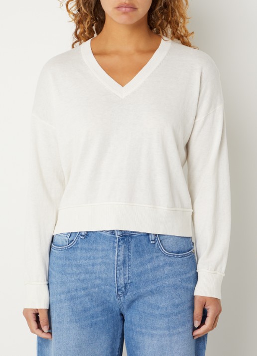 Benetton Fijngebreide pullover in wolblend met V-hals