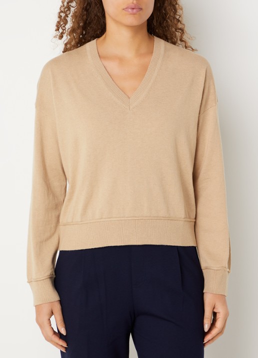 Benetton Fijngebreide pullover in wolblend met V-hals
