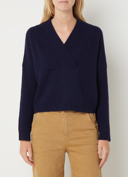 Benetton Fijngebreide pullover in wolblend met V-hals