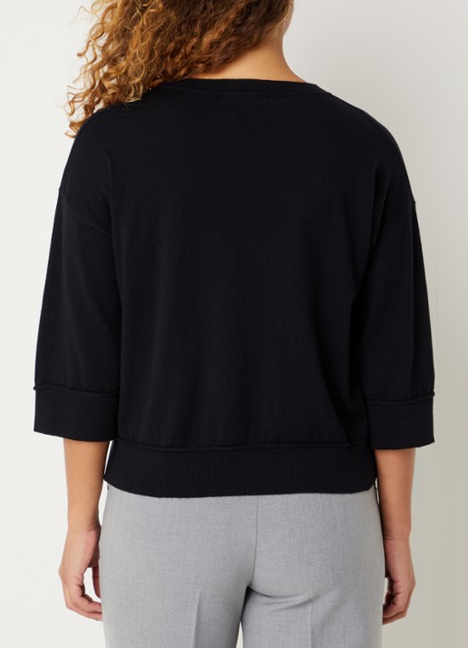 Benetton Fijngebreide pullover in wolblend - achterkant zwart
